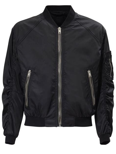 prada bomber jacket men's|black nylon bomber jacket.